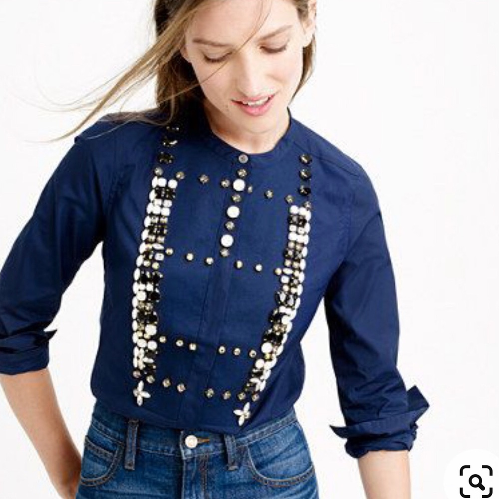 Thomas Mason for J. Crew embellished navy top